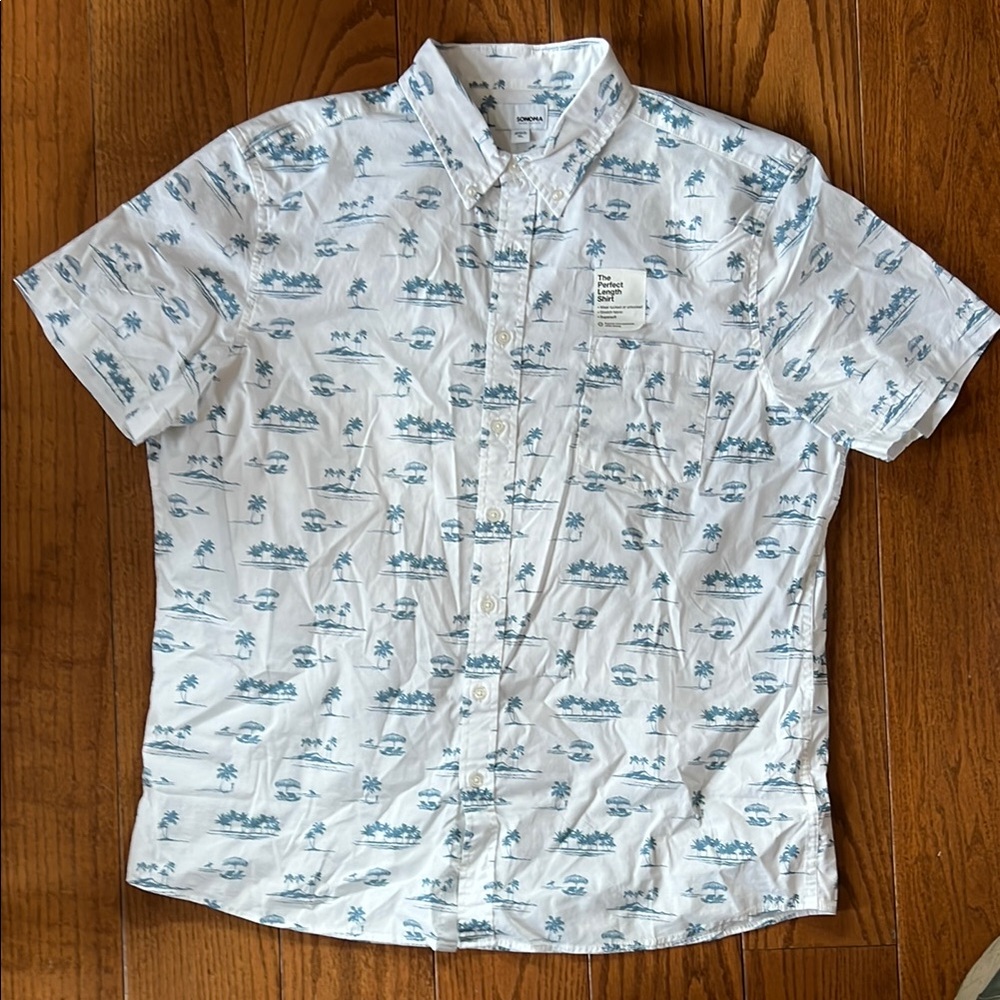 Sonoma White and Blue Casual Button Down Shirt